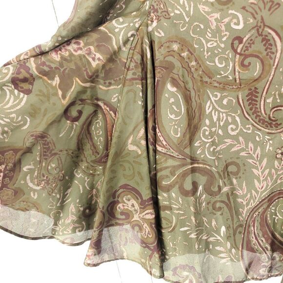 Lauren Ralph Lauren Skirt Womens 12P Silk Paisley Grunge Pleated Goblincore - Picture 4 of 8